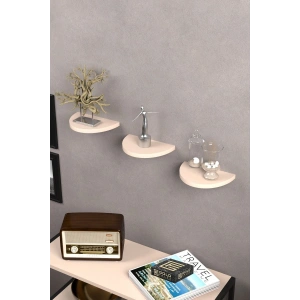 USLUCAN ALIŞVERİŞ Duvar Rafı Dekoratif 3 Adet Çiçeklik Oval Krem