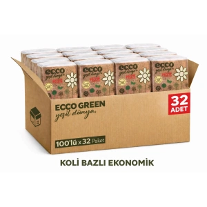 USLUCAN ALIŞVERİŞ ECCO GREEN Yeşil Dünya Peçete 100’lü 32 Paket Koli Ekonomik Toplu Satış