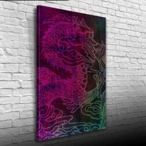 USLUCAN ALIŞVERİŞ Ejderha Çizimi Mor Tonlarda Kanvas Tablo 50 x 70