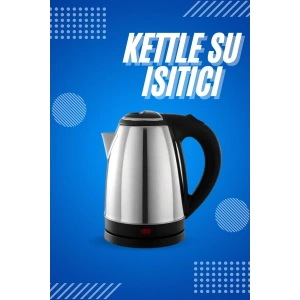 USLUCAN ALIŞVERİŞ Elektrikli Paslanmaz Çelik Su Isıtcı Çelik Kettle 1.8 Lt. Uzun Ömürlü