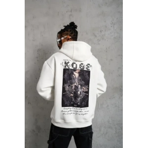 USLUCAN ALIŞVERİŞ Erkek Baskılı Kapüşonlu Sweat - Beyaz