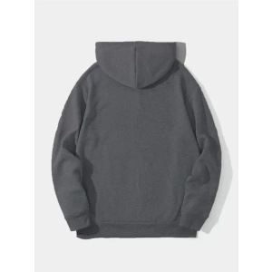 USLUCAN ALIŞVERİŞ Erkek Düz Kapüşonlu Sweat - Füme