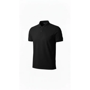 USLUCAN ALIŞVERİŞ Erkek Pike Kumaş Düğmeli Yaka Regular Fit Günlük Kısa Kol Tişört T-shirt - Siyah