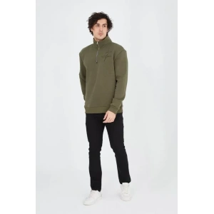 USLUCAN ALIŞVERİŞ Erkek Yarım Fermuarlı Baskılı Sweat - Yeşil