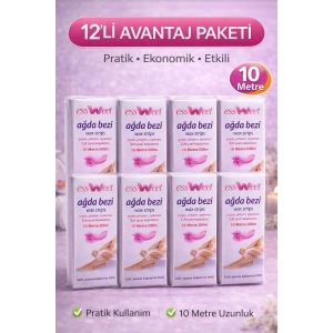 USLUCAN ALIŞVERİŞ Essweet Ağda Bezi 10 Metre Dilim Profesyonel Epilasyon Bezi Çift Taraflı Kullanım Yırtılmaz Dayanıklı Ağda Bandı 12 Paket