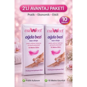 USLUCAN ALIŞVERİŞ Essweet Ağda Bezi 10 Metre Dilim Profesyonel Epilasyon Bezi Çift Taraflı Kullanım Yırtılmaz Dayanıklı Ağda Bandı 2’li Paket