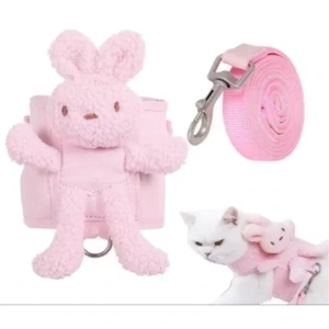 USLUCAN ALIŞVERİŞ Evcil Hayvan Peluş Ayıcıklı Göğüs Gezdirme Tasması Set