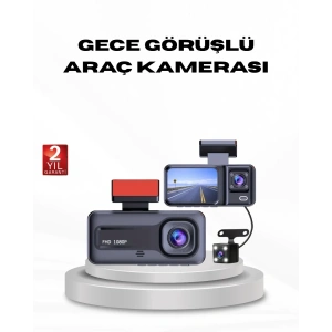 USLUCAN ALIŞVERİŞ Full HD Üç Kameralı Araç Kamerası G-Sensörlü ve Gece Görüşlü