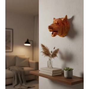 USLUCAN ALIŞVERİŞ Gold Renk 3D Kurt Başı Duvar Dekoru