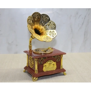 USLUCAN ALIŞVERİŞ Gramofon Müzik Kutusu Kahverengi