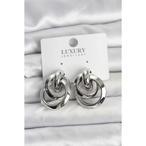 USLUCAN ALIŞVERİŞ Gümüş Renk Halka Model Pirinç Kadın Küpe