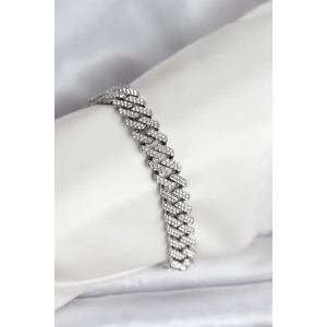 USLUCAN ALIŞVERİŞ Gümüş Renk Pirinç Cuba Chain Gurmet Bileklik