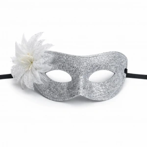 USLUCAN ALIŞVERİŞ Gümüş Simli Tüylü Balo Maskesi