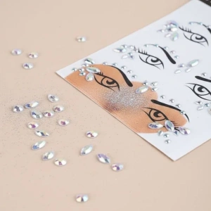 USLUCAN ALIŞVERİŞ Gümüş Taşlı Makyaj Yüz Süsü