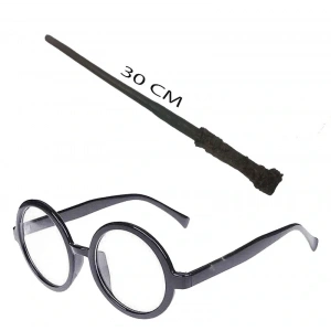 USLUCAN ALIŞVERİŞ Harry Potter Asası ve Siyah Çerçeveli Gözlük Seti