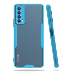 USLUCAN ALIŞVERİŞ Huawei P Smart 2021 Kılıf Platin Silikon - Mavi