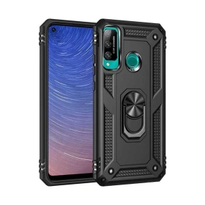 USLUCAN ALIŞVERİŞ Huawei P40 Lite E Kılıf Sofya Yüzüklü Silikon Kapak - Siyah