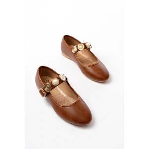 USLUCAN ALIŞVERİŞ İNF-6363  Taba Baret Tokalı Günlük Bayan Ayakkabı