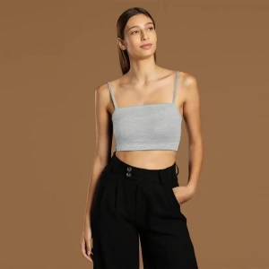 USLUCAN ALIŞVERİŞ İp Askılı Fitilli Pamuk Örme Kısa Crop Atlet 40 cm