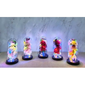 USLUCAN ALIŞVERİŞ Işıklı Müzikli Cam Fanus İçinde Romantik Gül