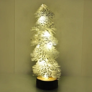 USLUCAN ALIŞVERİŞ Işıklı Simli Dekoratif Beyaz Çam Ağacı - 30cm -