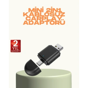 USLUCAN ALIŞVERİŞ Kablosuz CarPlay ve Android Auto Adaptörü – USB-A & Type-C Girişli Akıllı Dönüştürücü