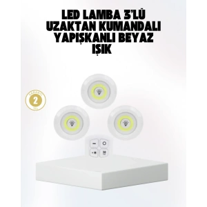 USLUCAN ALIŞVERİŞ Kablosuz Gün Işığı 3’lü LED Spot Lamba Kumandalı