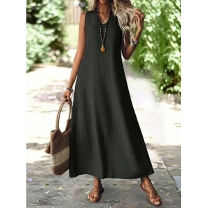 USLUCAN ALIŞVERİŞ Kadın Askılı V Yakalı Uzun Elbise