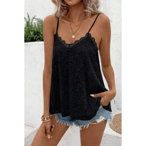 USLUCAN ALIŞVERİŞ Kadın Ip Askılı V Dantel Yakalı Dantel Bluz