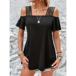 USLUCAN ALIŞVERİŞ Kadın Kısa Kollu Beş Askılı Viskon Bluz