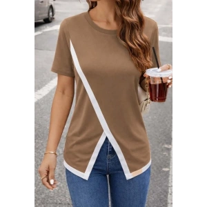 USLUCAN ALIŞVERİŞ Kadın Kısa Kollu Bisiklet Yaka Viskon Bluz