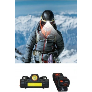 USLUCAN ALIŞVERİŞ Kafa Lambası - 8 Saat Dayanıklı Şarjlı Sensörlü Mıknatıslı - Kamp - Balıkçılık- Acil Durum Feneri