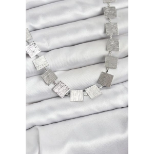 USLUCAN ALIŞVERİŞ Kare Plaka Model Gümüş Renk Kadın Kolye