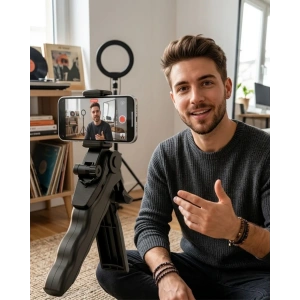 USLUCAN ALIŞVERİŞ Katlanabilir Telefon Standı Mini Tripod Masaüstü Video Çekim Tutucu