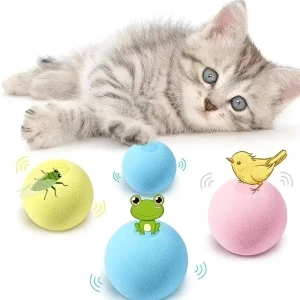 USLUCAN ALIŞVERİŞ Kedi Otlu 3 Sesli İnteraktif Top Kedi Oyuncağı