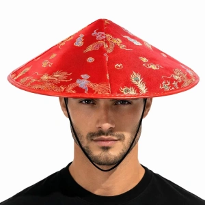 USLUCAN ALIŞVERİŞ Kırmızı Saten Dragon İşlemeli Şapka – Lastikli