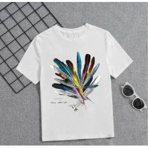 USLUCAN ALIŞVERİŞ Kız Çocuk Baskılı T-Shirt - Beyaz