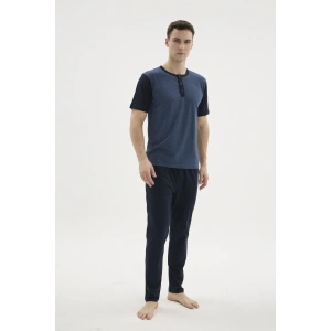 USLUCAN ALIŞVERİŞ Kocabey 2205 Erkek Battal Midi Yaka Pijama Takım