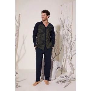 USLUCAN ALIŞVERİŞ Kocabey 8025 Erkek  V Yaka Boydan Düğmeli Pijama Takımı