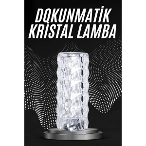 USLUCAN ALIŞVERİŞ Kristal Lamba Masa Lambası Şarjlı Masa Lambası Dokunmatik Sensör Usb Şarjlı