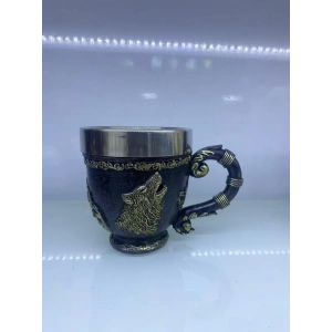 USLUCAN ALIŞVERİŞ Kurt işlemeli Çelik Kupa Kod 6922