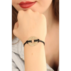 USLUCAN ALIŞVERİŞ LOVE (Aşık) Siyah Deri İpli Unisex Mood Bileklik