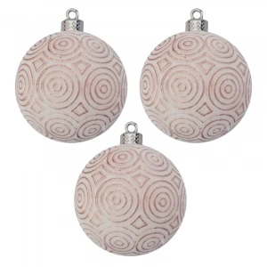 USLUCAN ALIŞVERİŞ Lüks Ağaç Süsleri 3lü - 8cm - Beyaz Model 3