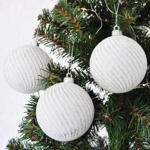 USLUCAN ALIŞVERİŞ Lüks Ağaç Süsleri 3lü - 8cm - Beyaz Model 4