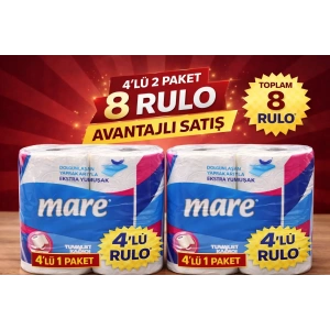 USLUCAN ALIŞVERİŞ Mare Tuvalet Kağıdı 4lü Rulo 2 Paket Ekstra Yumuşak Çift Katlı Dayanıklı Tuvalet Kağıdı