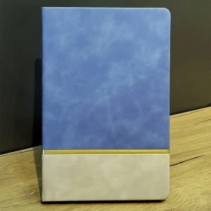 USLUCAN ALIŞVERİŞ Mavi Gold Detaylı Deri Hatıra Defteri
