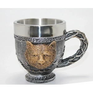 USLUCAN ALIŞVERİŞ Mitolojik Ayı Figürlü 3D Kabartmalı Paslanmaz Çelik Kupa Bardak