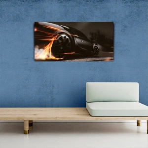 USLUCAN ALIŞVERİŞ Modern Siyah Araba Kanvas Tablo 60x120