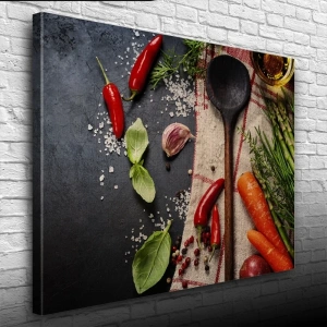 USLUCAN ALIŞVERİŞ Mutfak Masasındaki Sebzeler Kanvas Tablo 50 x 70