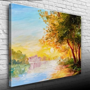 USLUCAN ALIŞVERİŞ Nehirde Gün Doğumu Yağlıboya Kanvas Tablo 50 x 70